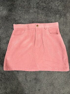 Pink Corduroy A-Line Mini Skirt